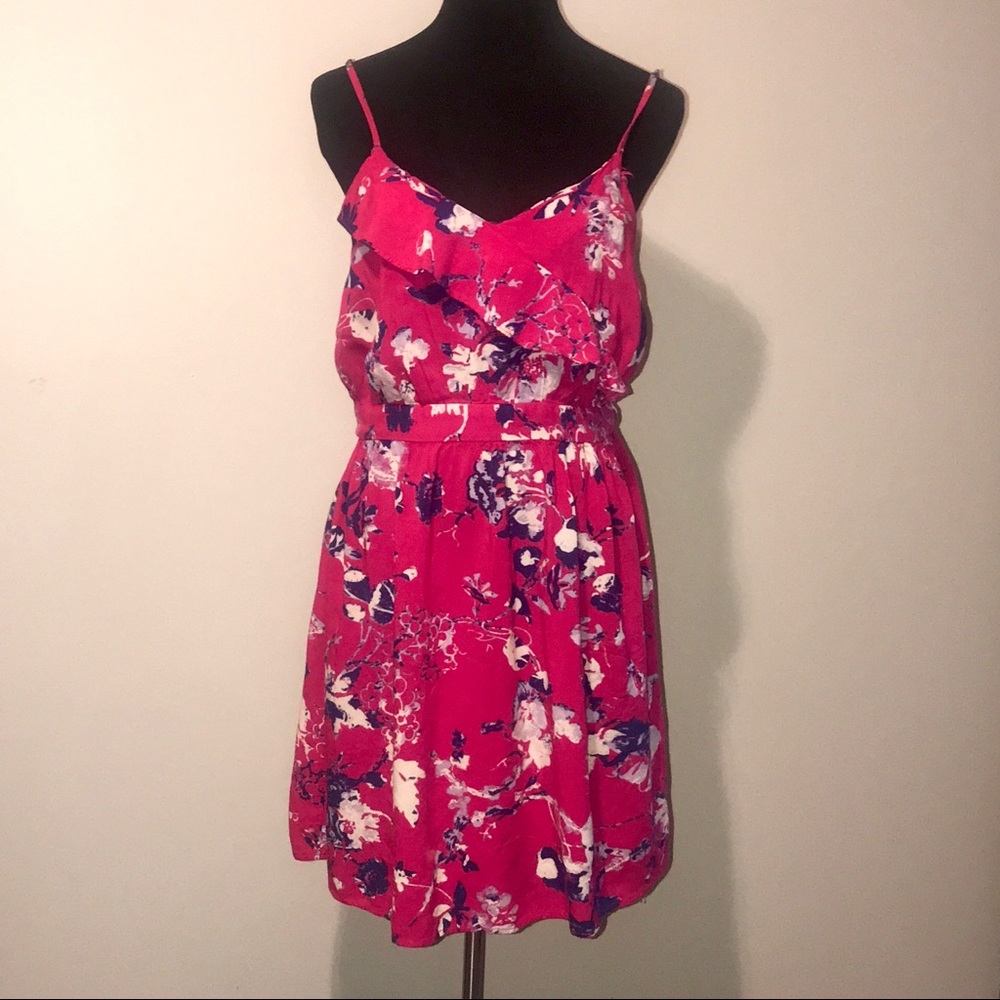 Xhilaration bright pink floral sleeveless dress
